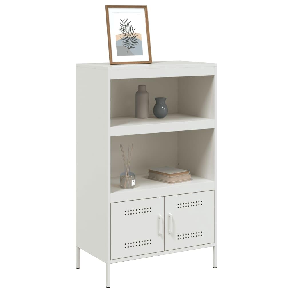 Armadio alto bianco, 68 x 39 x 113 cm, in acciaio, con ante