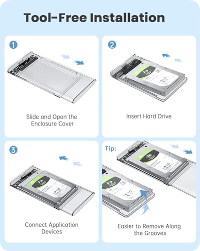 Image of SANCY USB 2.0 2.5 Inch SATA to USB External Hard Drive Enclosure HDD / SSD, Transparent Hard Disk Box Enclosure (Pack of 1) DF1
