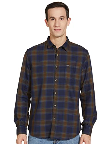 Image of THE INDIAN GARAGE CO Men Slim Fit Checkered Full Sleeves Cutaway Collar Cotton Casual Shirt