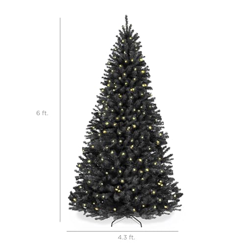 Best Choice Products Artificial Christmas Tree, 6ft Premium Pre-Lit Realistic Spruce Holiday Décor w/Dense Branches, Metal Base - Black Spruce