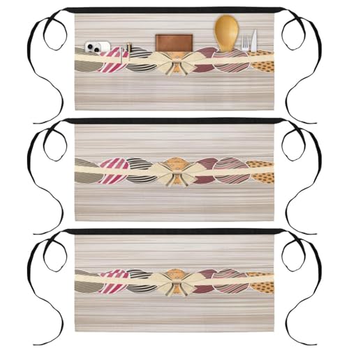 Lot de 3 demi-tabliers de chef avec 3 poches pour cuisine