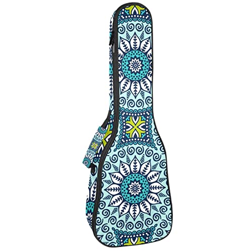 Sac à dos pour ukulélé de concert, ténor et soprano rembourré 10 mm motif bleu floral
