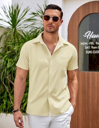 COOFANDY Mens Casual Button Down Shirts Short Sleeve Summer Beach Vacation Shirts2