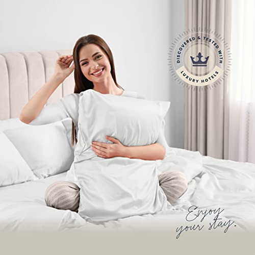Belador Silky Soft Twin White Sheet Set -Luxury 4 Piece Bed Sheets For Twin Size Bed, Secure-Fit Deep Pocket Sheets With Elastic, Breathable Hotel Sheets & Pillowcase Set, Wrinkle Free Oeko-Tex Sheets #TOP1