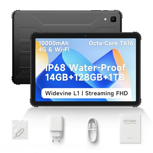 Bmax I10S Pro IP68 Rugged Tablet | Waterproof Dustproof Shockproof | 10.1' FHD Android 14 | 14GB RAM 128GB Storage 1TB Expandable | 4G LTE GPS Outdoor
