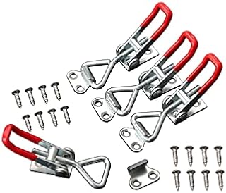 4 Pcs Quick Release Pull Latch Adjustable Toggle Clamp, Small Metal Toggle Latch Catch Heavy Duty with Mounting Screw, for Door Cabinet Box Case