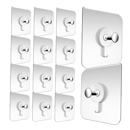 Image of Veemoon 30pcs Wall-Mounted Sticker Fixer Clear Reusable Adhesive Nailless Sticky Hooks for Hanging Heavy Duty Stickies Picture Hanging Hooks Holder Shape Transparent Stainless Steel