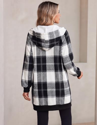 HOTOUCH Plaid Hoodie Women's Zip Up Hoodies Oversized Long Tunic Sweatshirts - image 6