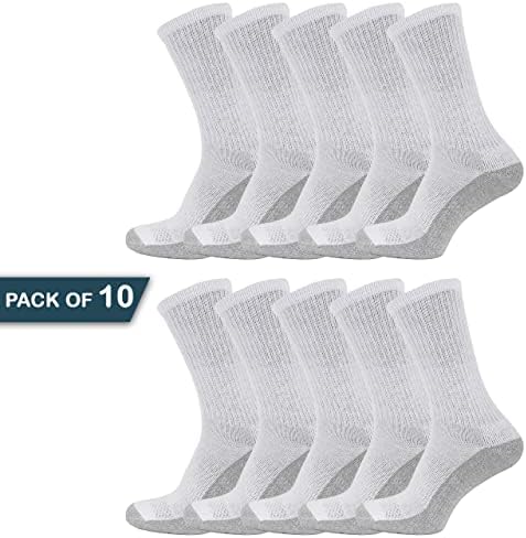 Style Lockers® Men's 10 Pairs Heavy Duty Work Socks - Cotton Rich Wicking Breathable Comfortable Casual Crew Socks Multi Performance Walking Athletic Shoe Size 6-11