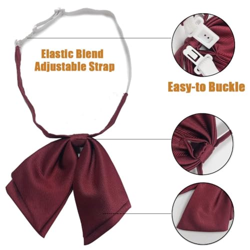 Mantieqingway Adjustable Pre-Tied Bow Tie for Women Girls Blouse Neck ties for Uniform Shirt Bowknot Neckwear4