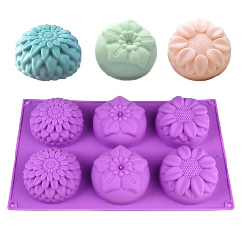 Moldes para Jabones Artesanales, Moldes Hacer Jabon Formas de Flores, Moldes de Jabón Caseros Antiadherente y Reutilizable, Moldes Silicona para Jabón, Velas, Chocolate, Hielo y Pasteles