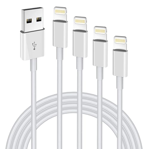 Ucyable Paquete de 4 cables de carga para iPhone, 1,8 m, certificado MFi, cable de carga rápida, compatible con iPhone 14 13 12 11 XS XR X Pro Max Mini 8 7 6S 6 Plus 5S iPad iPod