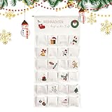 Weihnachts-Countdown-Taschenkalender, 50 x 100 cm, wiederverwendbar, Stoff-Aufbewahrungstasche, Adventskalender mit 24 Taschen, für Schokolade, Süßigkeiten, Kekse, Spielzeug, Leckereien