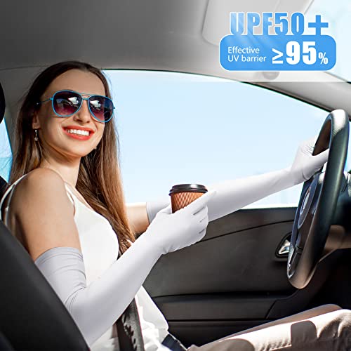 jecery 2 pairs uv long sun gloves women39s sunblock driving gloves non slip full finger arm sun protective for outdoor sports