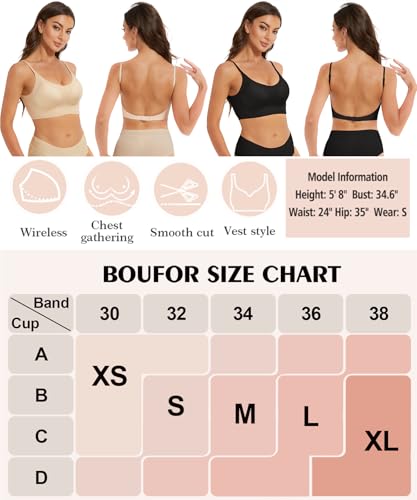 Image of Seamless Low Back Bra Wireless Padded Bralette Thin Straps Comfort Halter Backless Cross Multiway Convertible Bras