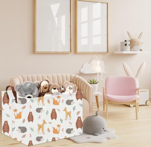 Image of Rectangular Kids Storage Basket Gift Basket Baby Storage Basket Cute Kids Toy Storage Bin Organizer Shelf Book Basket Room Decor(Yellow Animal)