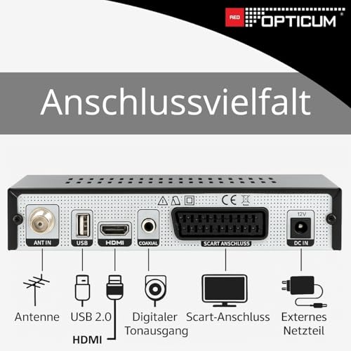 RED Opticum AX 150 Sat Receiver mit Aufnahmefunktion PVR, Digital Satelliten-Receiver mit HDMI -...