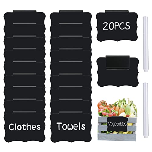 Badigo Reusable Storage Bin Labels - Clip On Closet & Basket Holder with 2 White Chalk Labels