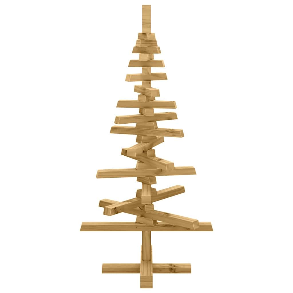 Árbol de Navidad de madera con soporte marrón 90 cm