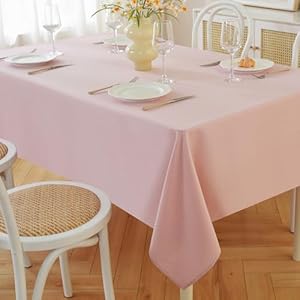 JIALE Rectangle Table Cloth, Waterproof Stain Resistant Tablecloth, Wrinkle Free Farmhouse Dining Table Cover, Soft Fabric Table Cloths for Dinner/Party/Holiday, 52 X 70 Inch, Pink JIALE Rectangle Table Cloth Waterproof Stain Resistant Tablecloth Wrinkle Free Farmhouse Dining Table Cover Soft Fabric Table Cloths for DinnerPartyHoliday 52 X 70 Inch Pink