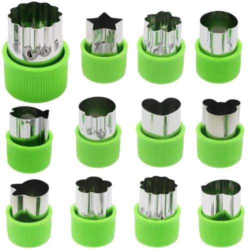 Image of 12 Pic Cookie Cutter Set & 4 in 1 Melon Baller Scoop Set Combo Pack for Seed Remover, Cookie Cutter Decorative Food, Stainless Steel Vegetable Fruit Cutter