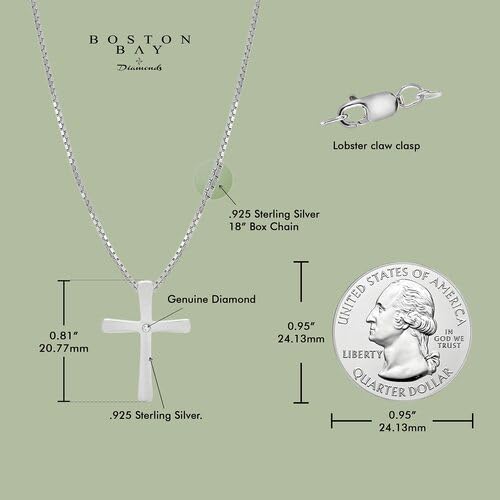Boston Bay Diamonds Sterling Silver Diamond Accent Flared Cross Pendant with 18" Chain3