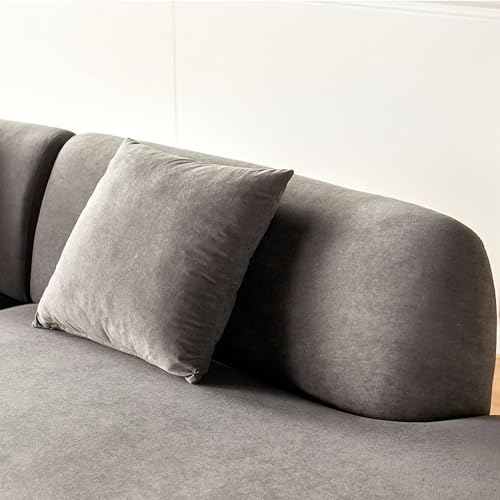 Image of Container Furniture Direct 132 inch Curved Sofa with Throw Pillows, 6 Seater Luxury Velvet Couch with Half Moon Design and High-Density Foam, Ideal for Modern Living Room, Office & Apartment, Grey