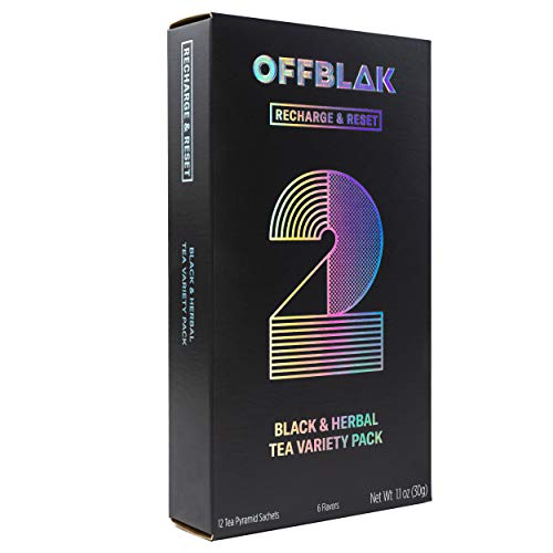 OFFBLAK Recharge & Reset – Black & Herbal Tea Taster Pack 2 – 12 Pyramid bags – 1Ct
