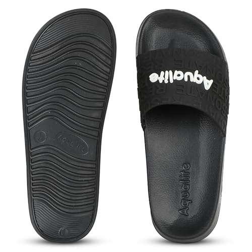Image of Aqualite NEO-266 Men Slide Slippers with Comfotable Sole Slip-On Flat Flip Flops, Sliders, Chappal & Comfort Insole Slipper for Men