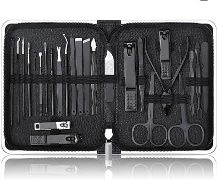 Arvoni - Kit de manicura completo de 20 piezas, juego profesional de cuidado de uñas con caja de almacenamiento, tijeras, pinceles, limas y herramientas de limpieza para manos y pies