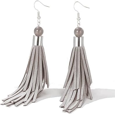 Coiris Boho Leather Layered Tassel Earrings for Women Lightweight Leather Fringe Dangle Earrings Handmade Bohemian Summer Beach Western Drop Earrings for Women