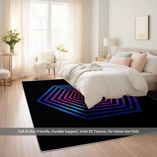 Tapis de chambre lavable en machine et antidérapant hexagone - 4