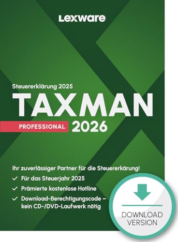 TAXMAN professional 2026 (für das Steuerjahr 2025) | PC Aktivierungscode per Email