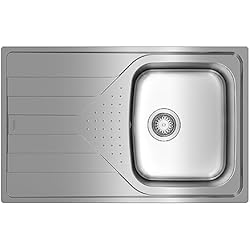Fregadero Teka Premium Max 1C 1E Teka Universe 45 T-XP 1C 1E - Fregadero Encastrado de 45 cm, 1 Cubeta y Escurridor, Reversible, Desagüe con Válvula Manual, Acabado Microtexturado, Color Acero Inoxidable