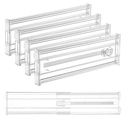 Vtopmart 4 Pack 4' Regular Upgrade Drawer Dividers for Clothes, 12.8'-22.3' Expandable Dresser...