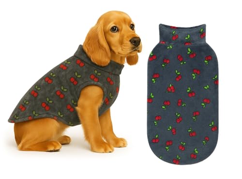 Image of The Pets Company Dog Winter Coat Jacket, Clothes, Windproof, Reversible, Light Weight, Washable, Ultra Warm Thick Fleece Lined Dog Vest for Cold Weather Protection, (Grey Cherry, Medium - 18 Inch)