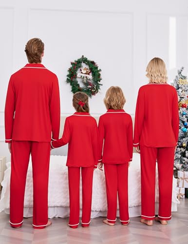 Ekouaer Christmas Family Matching Pajamas Long Sleeve Button Down Pj Set Festival Party Sleepwear4