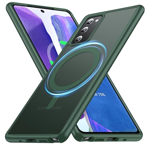 FNDMIL[NO.1 Magnetic for Samsung Galaxy Note 20 Case with MagSafe[Military Grade Drop Tested][Translucent Matte][Anti-Fingerprint] Soft Silicone Bumper for Samsung Galaxy Note 20 5G Phone Case,Green