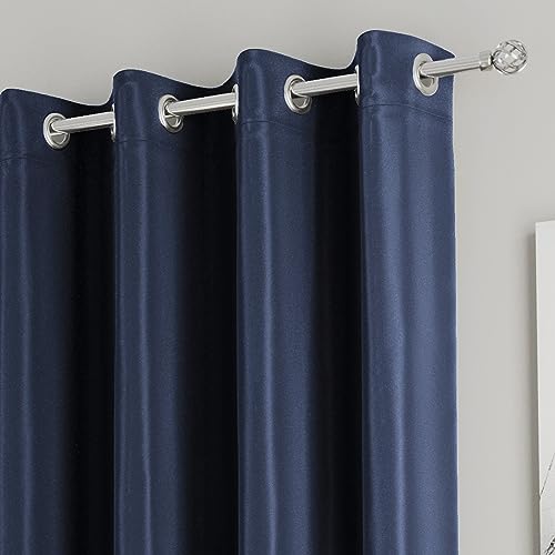 Enhanced Living Nightfall Eyelet Blackout Curtains, Thermal Navy Blue Curtains for Bedroom, 46x72 inch (117x183 cm), 230gsm - Image 3