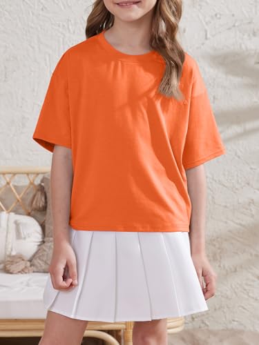 Image of ZDC Girls Athletic Oversized Crop Tops Kids Drop Shoulder Short Sleeve T Shirts Workout Tees