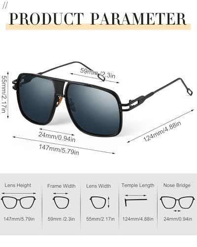 Image of Frienda 3 Pairs Retro Sunglasses for Men Oversized Men Shades Glasses Fashion Alloy Metal Gold Frame Polarized Sun Glasses
