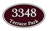 Custom Home Address Sign, Personalized House Number Sign, 12' x 7' Aluminum Oval, Variety Of Colors To Choose From (Burgundy)