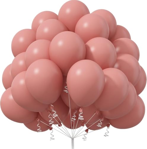 Image of AR Giftzadda Retro Dusty Pink Balloons 100 pcs Vintage Pink Balloon Boho Dusty Rose Latex Balloons for Welcome Wedding Birthday Anniversary Party Decorations Bride to be Girl Theme Decorations (RK 9)