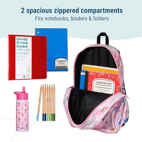 Image of Wildkin 15 Inch Backpack for Kids, Fairy Garden | Ages 5-10, padded straps, side water bottle pocket - coordinates with matching Wildkin lunch boxes