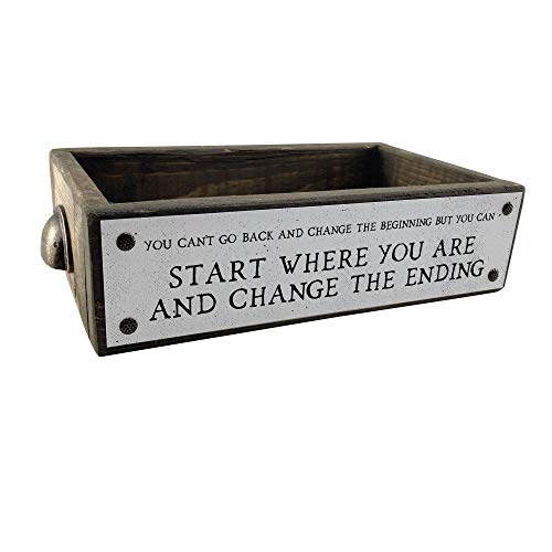 ANVEVO You Cant Go Back And Change The Beginning–Inspirational House Decor Box–Cute Funny Rustic Farmhouse Home Decor–Storage Caddy Wood Boxes with Sayings