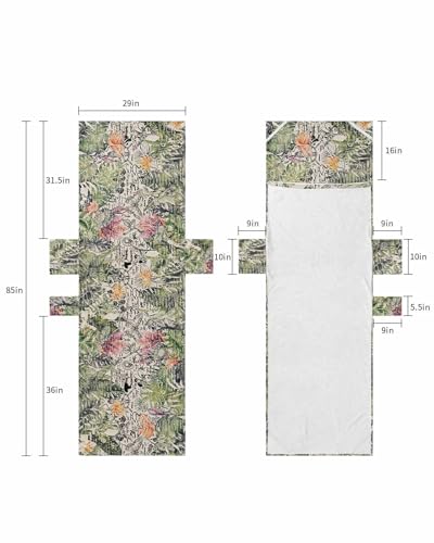 Summer Botanical Beach Lounge Chair Towel Cover, Soft Chaise Lounge Towel with Side Pockets Patio Pool Chairs Cover for Beach/Pool Sunbathing 29x85 Flowers Tropical Plants Rustic