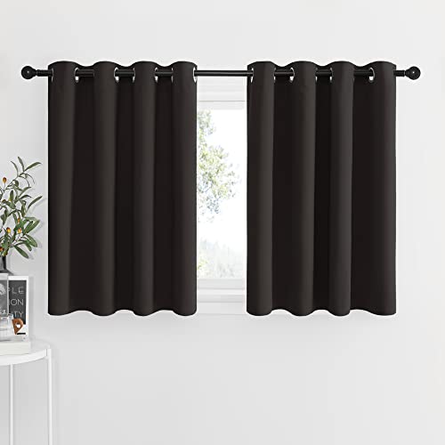 NICETOWN Thermal Blackout Kitchen Panels - Energy Efficient Grommet-Top Drapes for Small Window/Cafe Bar/Thanksgiving (Toffee Brown, 2 Pieces, W52 x L36 inches 1.2 inches Header) Toffee Brow