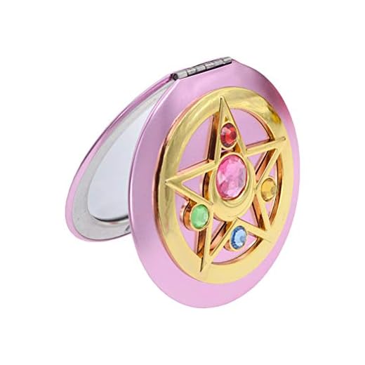 Pywee Sailor Moon Portable Crystal Star - Espejo de Maquillaje, Espejo Doble Plegable