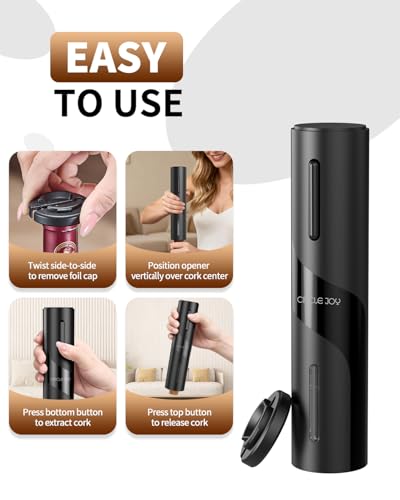 Image of CIRCLE JOY 5-in-1 Electric Wine Bottle Opener Set, Rechargeable Wine Opener Kit, Cordless Wine Gift Set with Foil Cutter, Electric Aerator & Pourer and Vacuum Stopper for Wine Lovers, Black