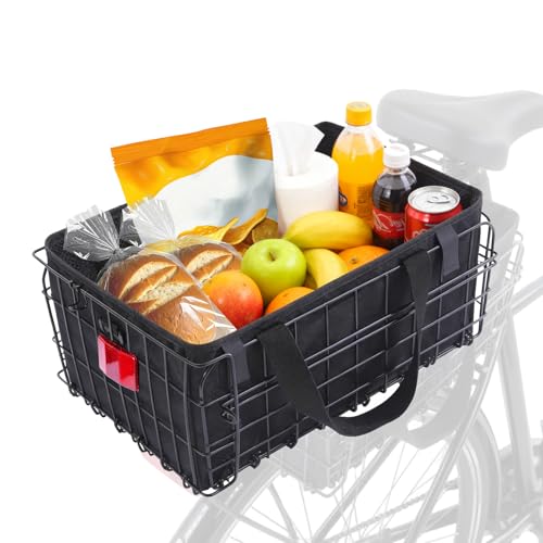 Großer Hundekorb für Fahrräder mit abnehmbarem Innenbeutel, tragbarer Fahrradkorb für Reisen, wasserdichte Fahrradtasche für die Front/Heck/Seite des Fahrrads, E-Bike Zubehör für Haustiere, Obst